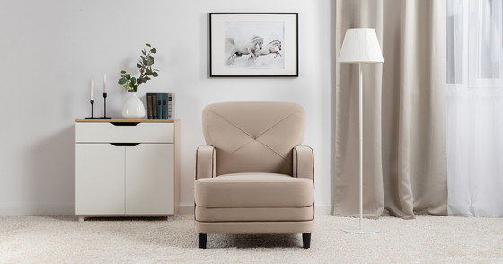 Кресло для отдыха Черри ТК 284 велюр Irida 02 светло-бежевый, Эвита шоколад бежево-коричневый