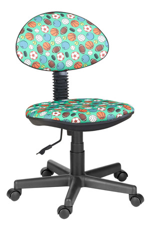 Детское кресло без подлокотников Логика обивка ткань саржа Т60 мячи на СИНЕМ, крестовина пластик, без качания