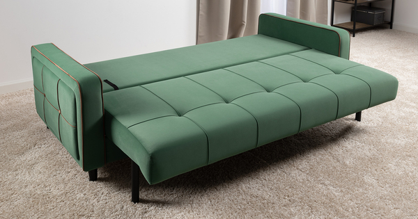 Диван-кровать прямой Черри ТД 288 велюр Irida 09 зеленый, Эвита шоколад бежево-коричневый