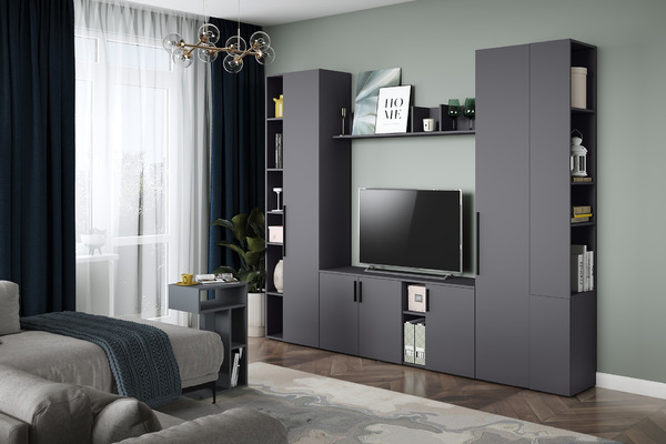 Стол журнальный, подставка Эйр 12.114 серый графит 0162 РЕ, вертикальная и горизонтальная установка