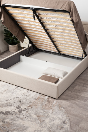 Кровать Марион 160 велюр OCEAN 002 бежевый с ортопедическим основанием и подъемным механизмом (спальное место 160 х 200)