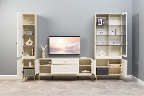 Шкаф-пенал Марион 16.333.01 слоновая кость С341 PE, слоновая кость 6898 ПВХ (собирается на любую сторону)