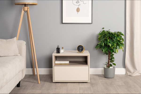 Тумба прикроватная Тайл 16.164 сатин 7045 SU, эмили блаш U9135, белый PE шагрень