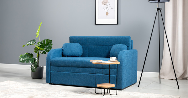 Диван-кровать прямой Тео (120) ТД 908 велюр Danco 784 синий